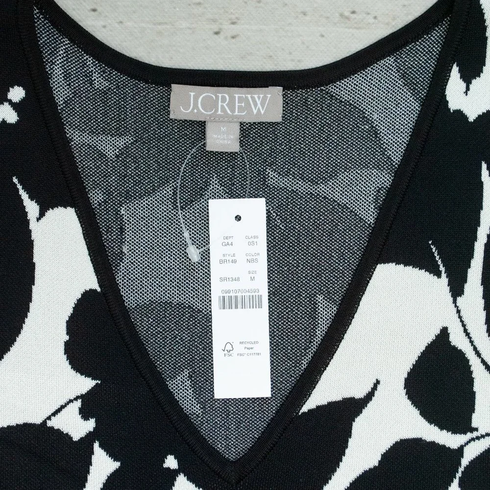 NWT J. Crew Floral Jacquard Sleeveless Sweater Dress size M
